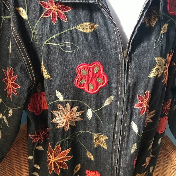 Chico’s Embroidered/Beaded Denim Jacket - Picture 4 of 8